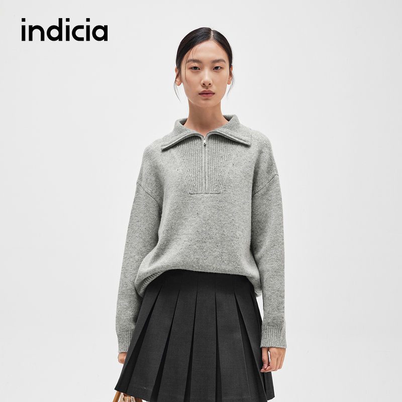 indicia标记简约格雷系气质毛衫