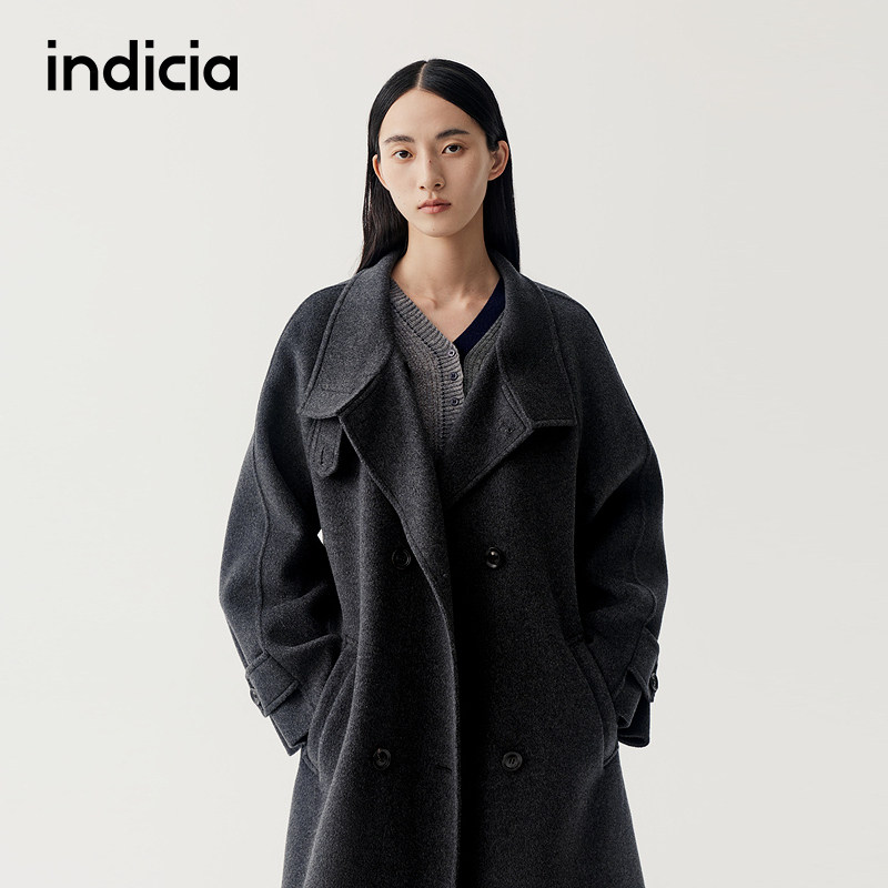 indicia标记商场同款2025冬季新款老钱风气质毛呢大衣 F2D5DY541F