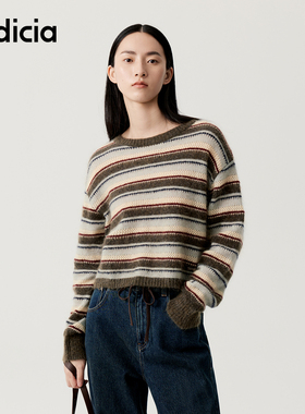 indicia标记商场同款2025冬季新款经典条纹设计感毛衫 F2D5MS382F