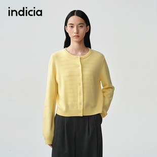 减龄针织衫 简约黄色开衫 F2A5KS059F 25秋新款 indicia标记商场同款