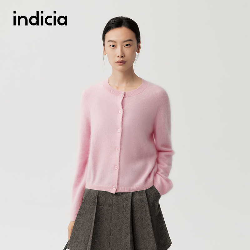 indicia标记商场同款2025冬季新款可爱温柔山羊绒开衫 F2D5KS602C