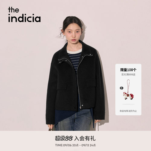 the indicia标记2026冬季新款简约工装风绵羊毛短大衣 L2D6DY303Z