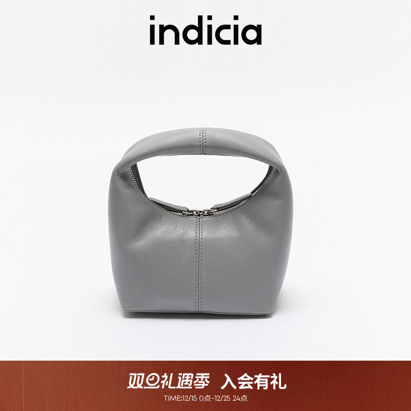 indicia标记包包简约高级感牛头层革雾霾蓝手提包 AF2A5BP028-AL