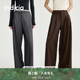裤 垂感拼接腰头阔腿灰西装 L2C5KZ125 商场同款 indicia标记25春新款