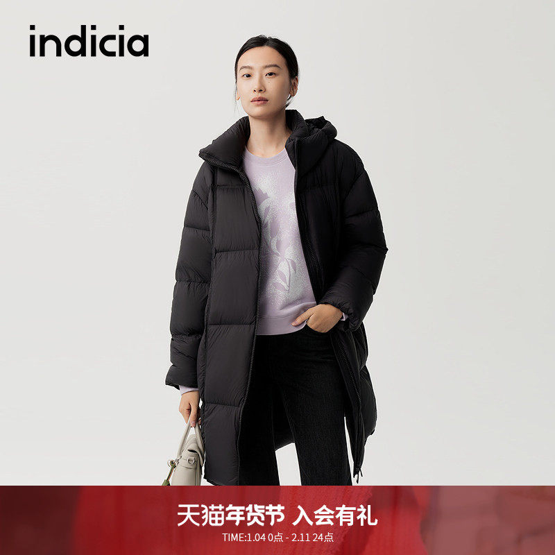 【云朵羽绒】indicia标记90%鸭绒长款连帽保暖羽绒服女F2D4YR797F,女装/女士精品,羽绒服,淘宝优惠券,粉丝福利购,淘宝优惠卷