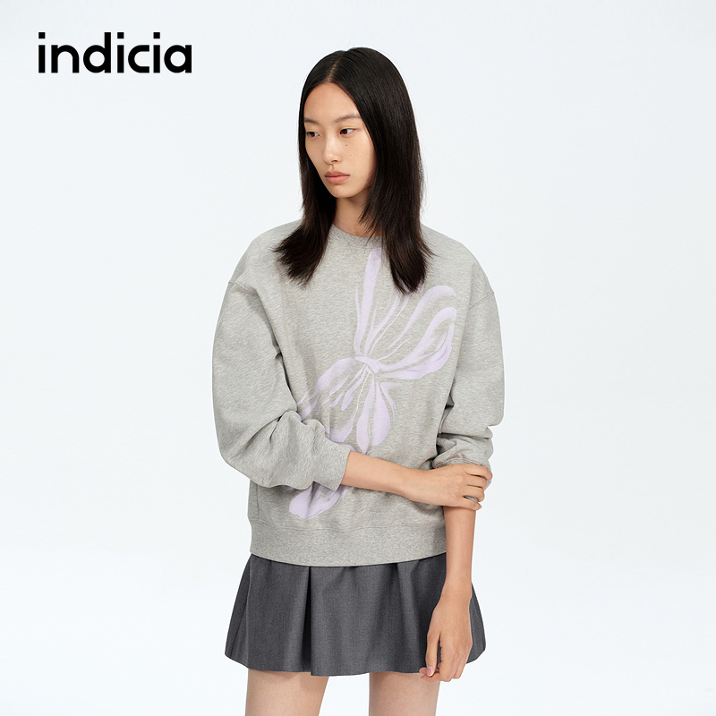 indicia标记商场同款25春新款设计感百搭宽松印花卫衣 F2A5WY024C
