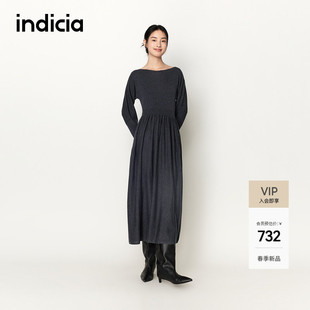 indicia标记2026春新款 简约大气收腰连衣裙轻熟优雅长裙L2A6LQ032