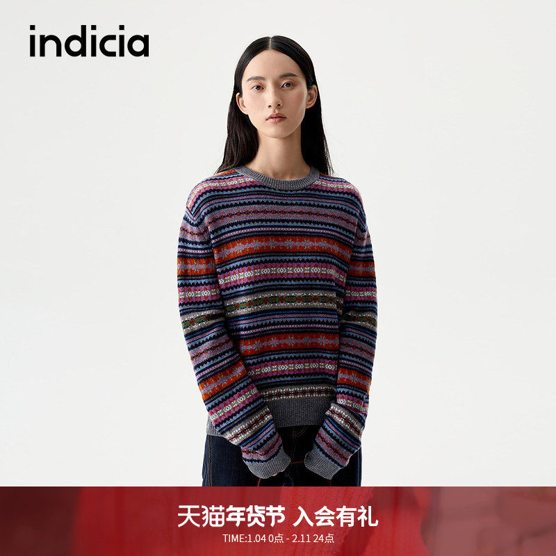 indicia标记2025冬季新款简约大方多彩复古俏皮针织毛衫L2D5MS230,女装/女士精品,毛针织衫,淘宝优惠券,粉丝福利购,淘宝优惠卷