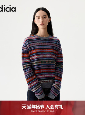 indicia标记2025冬季新款简约大方多彩复古俏皮针织毛衫L2D5MS230