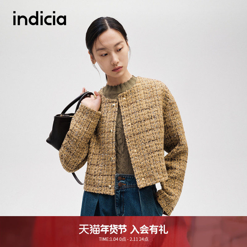 indicia标记商场同款春季新款小香风粗花呢毛呢短外套 F2D4WT709C,女装/女士精品,短外套,淘宝优惠券,粉丝福利购,淘宝优惠卷