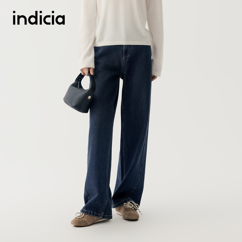 indicia标记商场同款2025冬季新款简约休闲直筒牛仔裤 F2D5NK471F