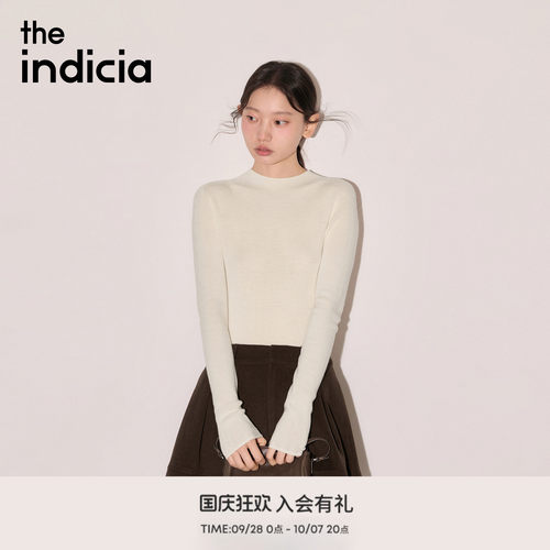 indicia标记修身显瘦绵羊毛衫