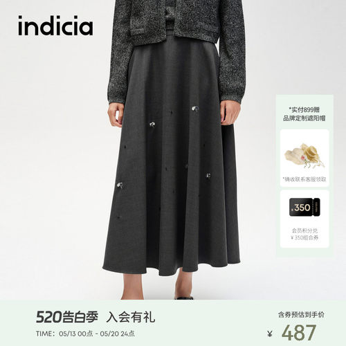ndicia标记立体花卉装饰半身裙F