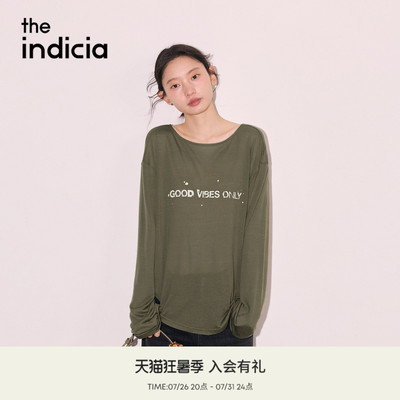 the indicia标记2026秋季新款韩系松弛随性系带设计T恤F2C6TX326F
