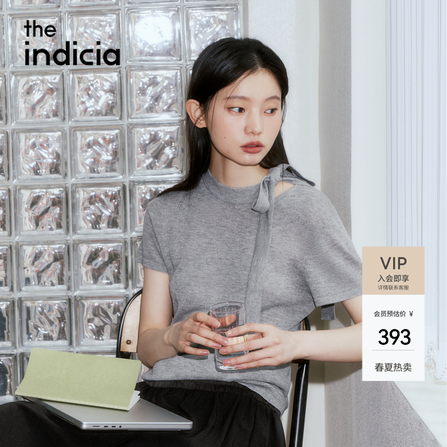 indicia标记2026夏季新款领口系带设计感甜美少女针织衫L2B6ZZ065图片