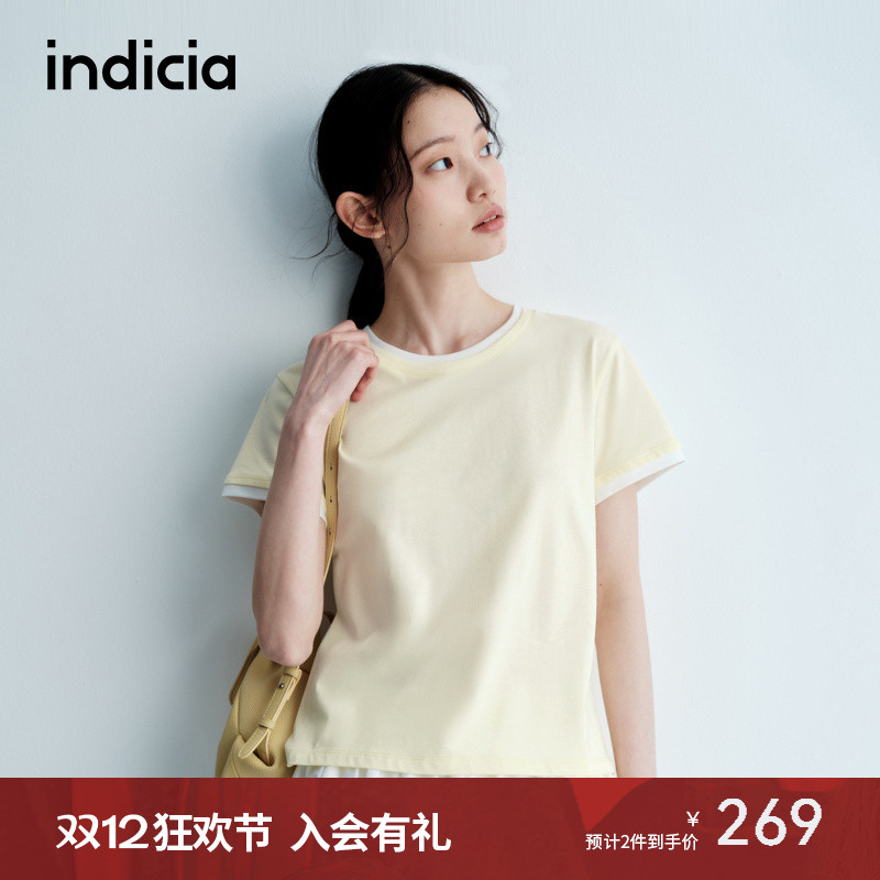 indicia标记少女感柔软短袖T恤