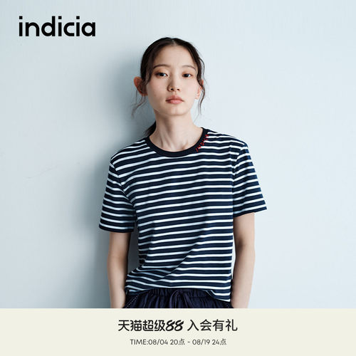indicia标记经典百搭条纹短袖