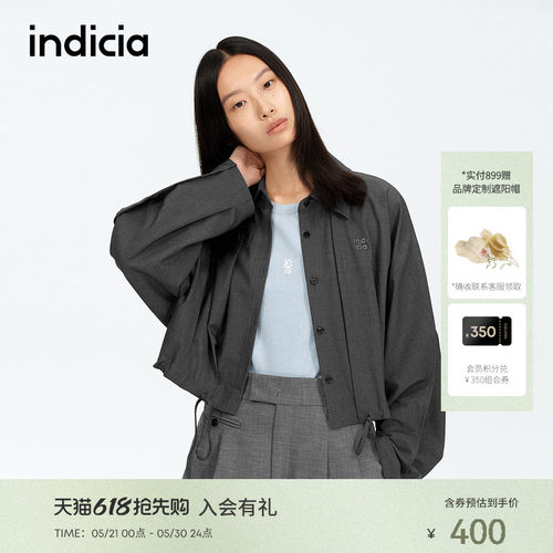 indicia标记商场同款25春新款休闲衬衫领减龄抽绳外套F2A5WT034N