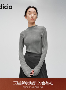 indicia标记商场同款简约气质休闲百搭纯色打底针织衫6A402SY062C