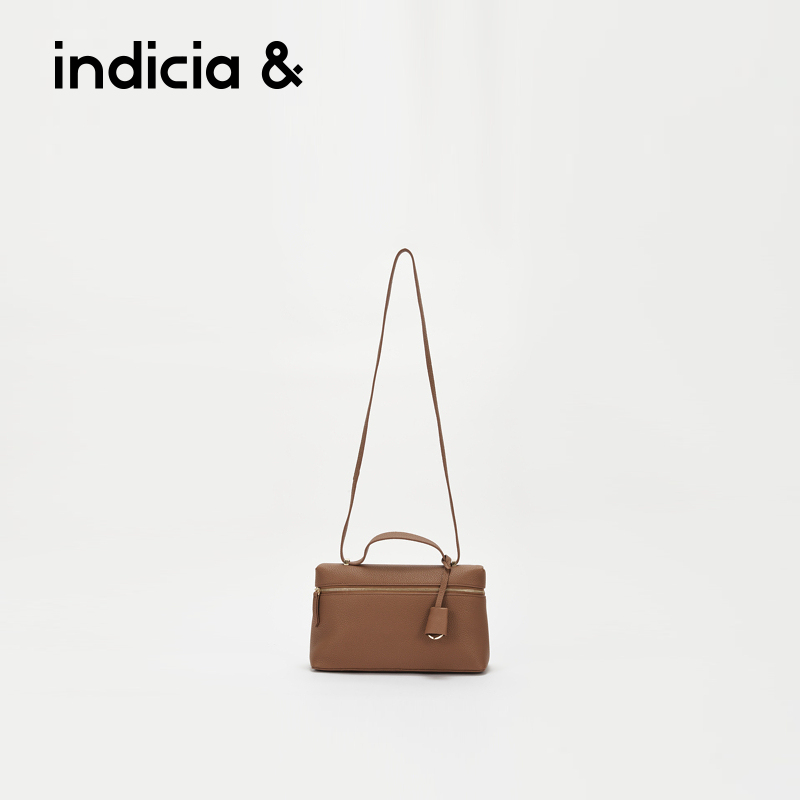 indicia&标记拉链门精致单肩斜挎手提包牛头层革饭盒包AF2D5BP148