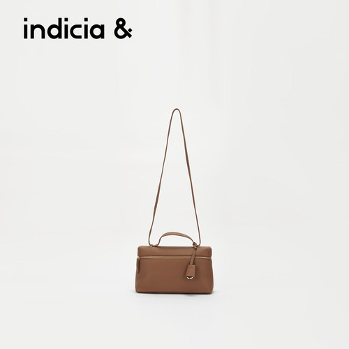 indicia&标记拉链门精致单肩斜挎手提包牛头层革饭盒包AF2D5BP148
