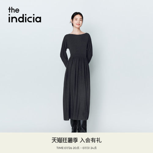 indicia标记2026春新款简约大气收腰连衣裙轻熟优雅长裙L2A6LQ032