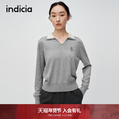 减龄学院风翻领针织毛衫 indicia标记商场同款 秋季 6A402ZZ070C
