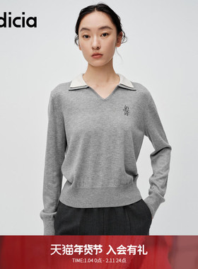 indicia标记商场同款秋季减龄学院风翻领针织毛衫6A402ZZ070C