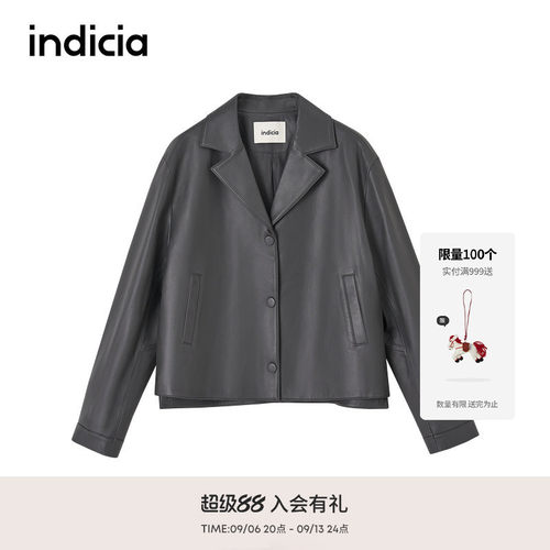 indicia标记商场同款春秋韩系帅气时尚通勤风利落皮衣 F2C5PY518N