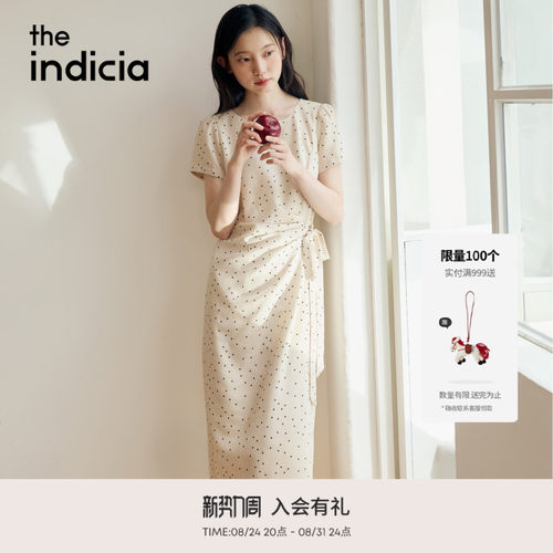indicia标记2026夏季新款复古波点温柔风显白短袖连衣裙L2B6LQ170