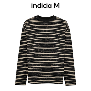 长袖 简约黑白条纹基础款 T恤M2D4TX297L 男装 indiciaM标记商场同款