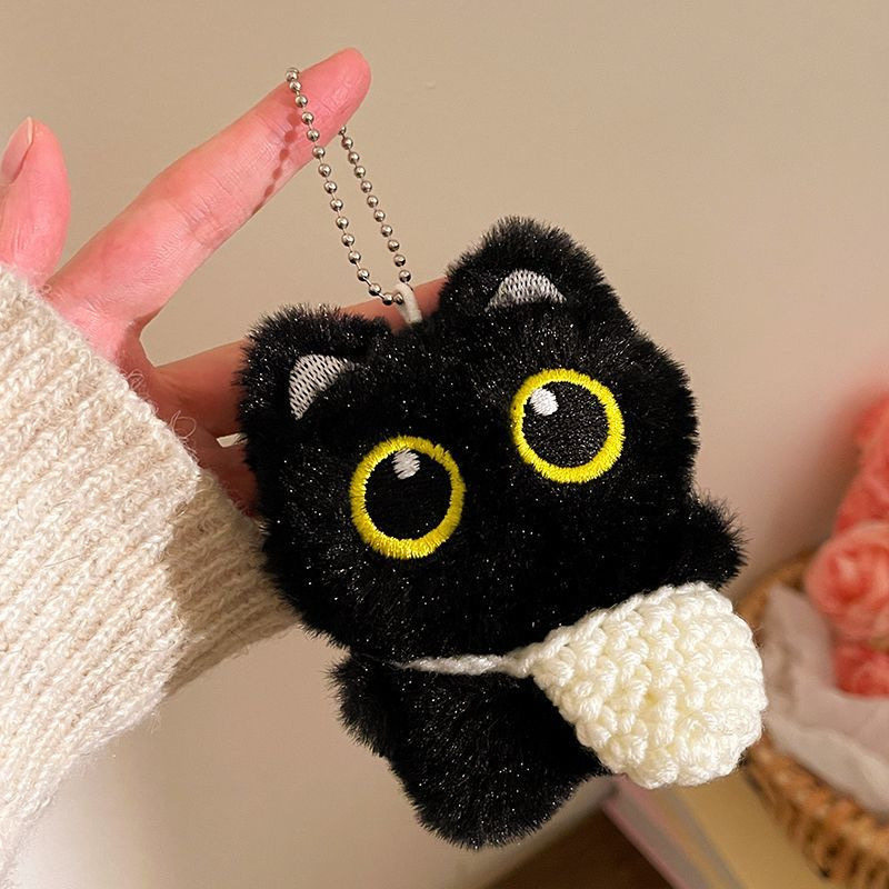 小黑猫包包挂件可爱毛绒玩偶车钥匙扣公仔书包背包挂饰高级感礼物