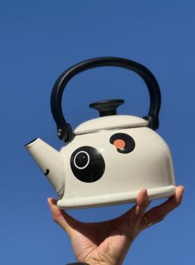 日本Fuji Horo动物水壶熊猫大象富士搪瓷珐琅家用烧水壶茶壶煮茶