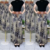 阔腿裤 子高腰妈妈大脚裤 薄款 女士夏季 透气甩裤 松紧腰花裤 垂感女裤