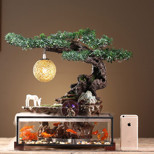 创意招财流水鱼造景摆件客厅办公