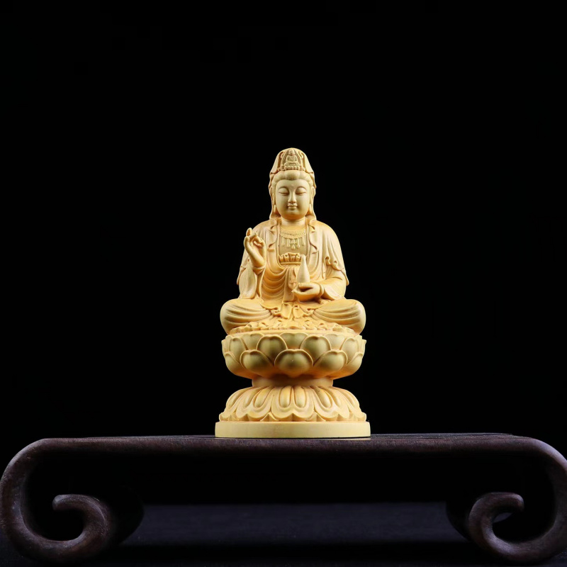 黄杨木崖柏木雕刻家居办公佛像摆