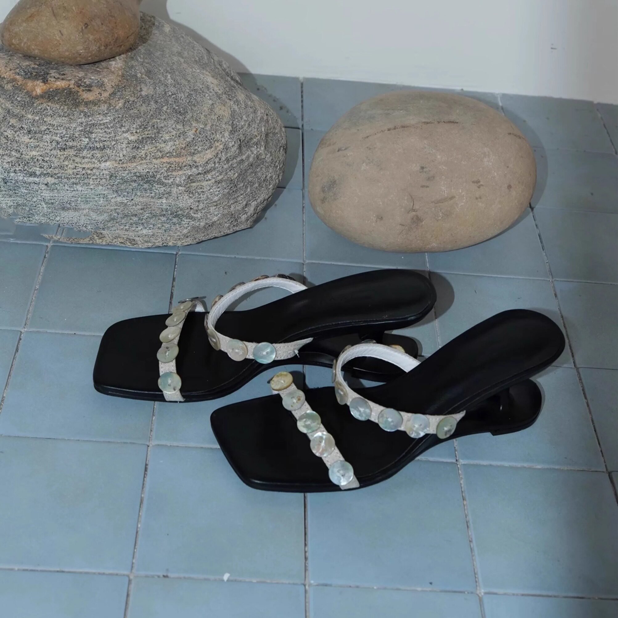 thumbnail for KA Kobayashi women's shoes niche design with shell buckle high-heeled sandals for women wearing new temperament sandals outside