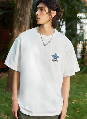 旦时代DAWNAGE重磅T恤新中式简约印花宽松国潮短袖 | 兰亭·纸鹞