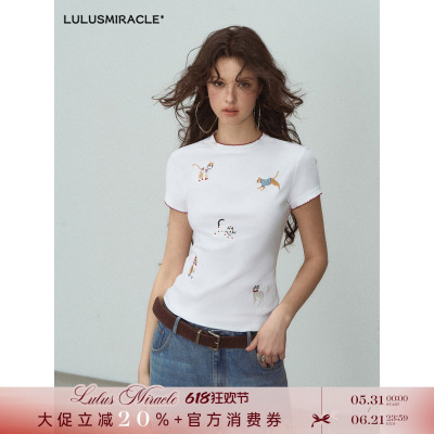 多巴胺显瘦减龄印花短袖T恤女