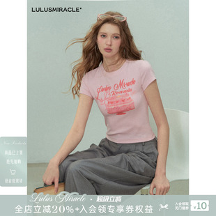Lulusmiracle【桃汁夭夭】百搭气质洋气时尚休闲显瘦短袖Y2KT恤