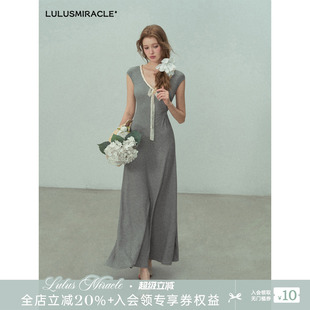 Lulusmiracle【白茶花】春夏气质慵懒风设计感显瘦修身连衣裙女装