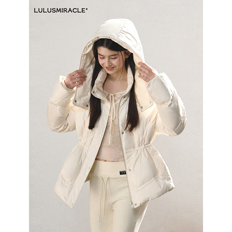 Lulusmiracle【极地初光】90绒百搭收腰抽绳保暖白色短款羽绒服女