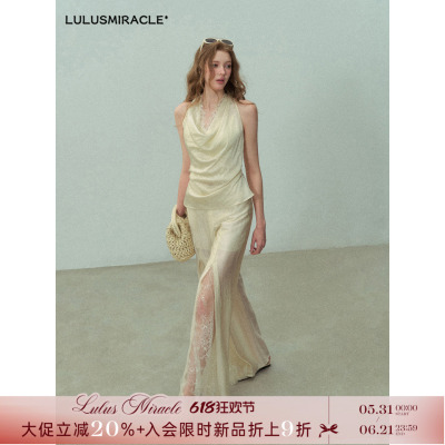 Lulusmiracle【盈动双生】夏季气质慵法式时尚荡领收腰显瘦套装女