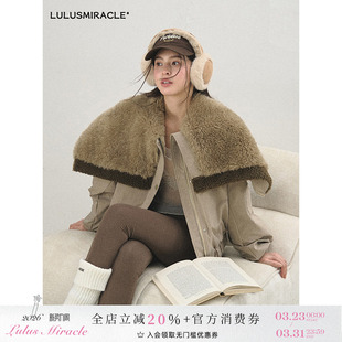 Lulusmiracle 廓形百搭环保皮草拼接宽松派克服外套女 雪国之境