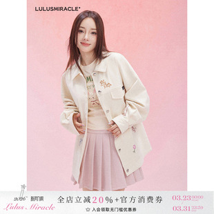 LulusMiracle 100莼棉白色刺绣宽松夹克牛仔外套女春 像素漫游