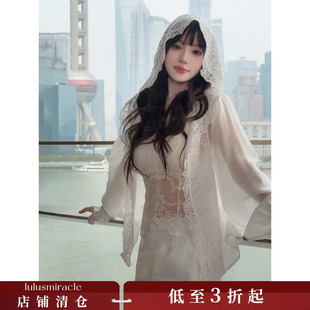 Lulusmiracle【扶风衫】李小璐夏季超洋气蕾丝连帽防晒衬衫外套女