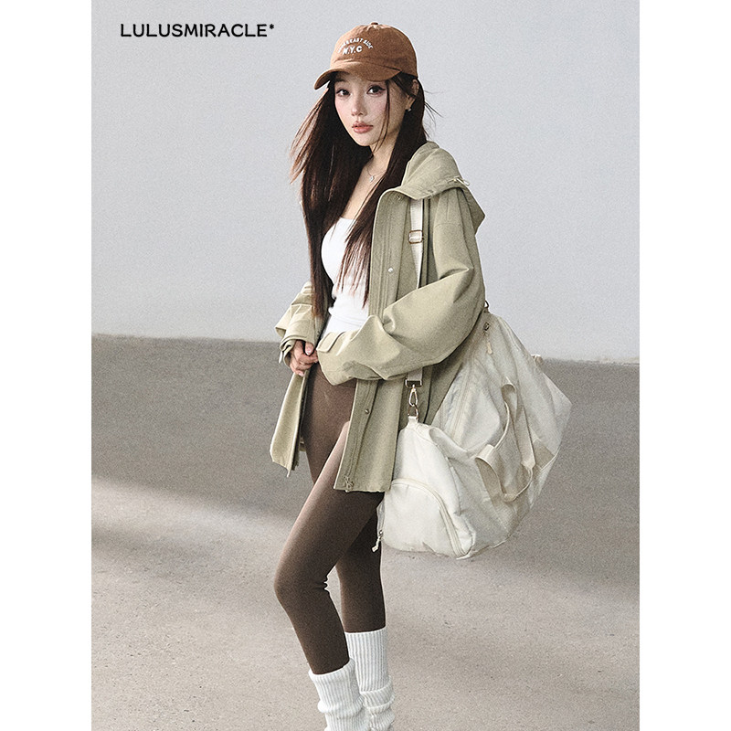 LulusMiracle【热辣麻豆】户外连帽冲锋衣外套+高腰瑜伽裤套装女