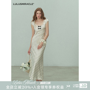 Lulusmiracle【繁星点水】法式收腰波点连衣裙柔光缎面夏显瘦温柔