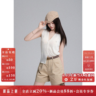 LulusMiracle【热感地带】极简老钱风高级感亚麻V领无袖马甲上衣