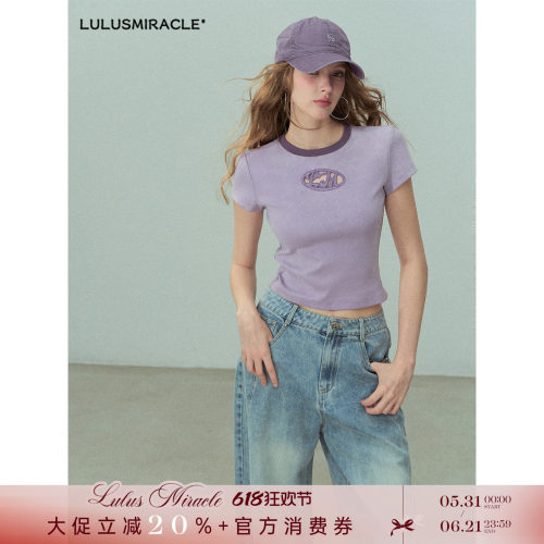 夏季修身显瘦短款印花正肩T恤女